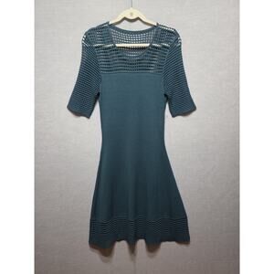 Db Established 1962 Green Short Sleeve Knit Fishnet Dress Sz M NWOT